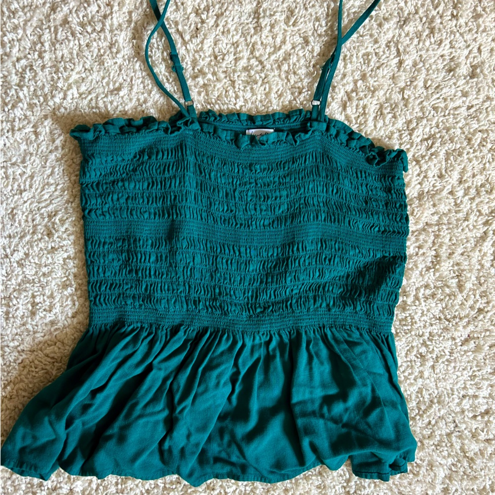 Dark Green Rouched Tank Top